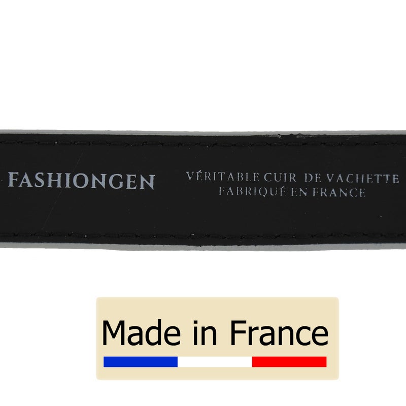 FASHIONGEN - Women genuine Italian leather belt LUNA, Made in France - Silver, 75 cm (30 in) / Waist size 28 to 29 - Image 5